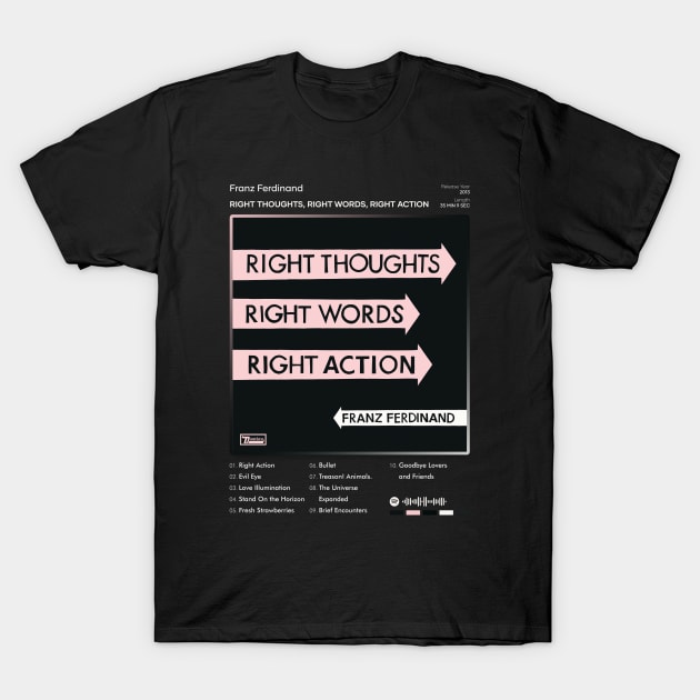 Franz Ferdinand - Right Thoughts, Right Words, Right Action Tracklist Album T-Shirt by 80sRetro